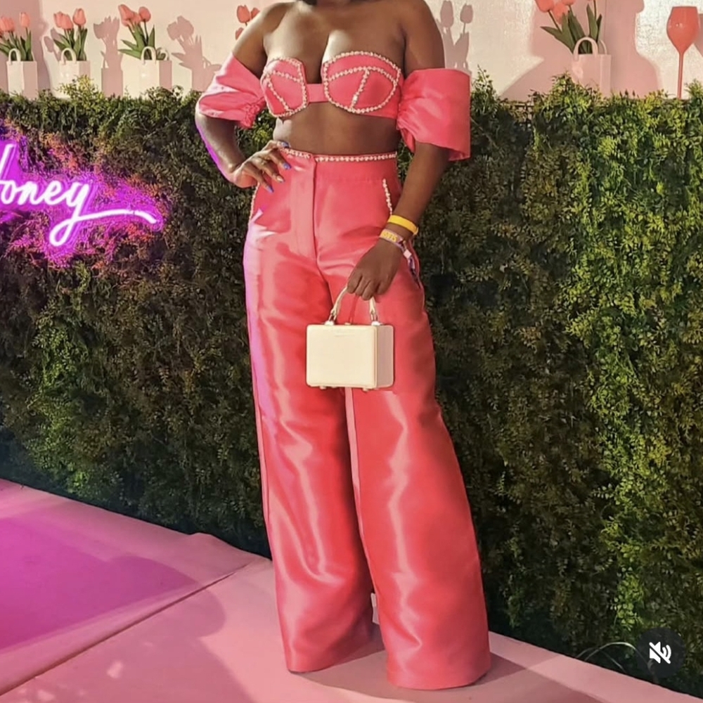 Elegant Pink Women's Pants Set